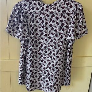 LOFT Black and White Floral Blouse